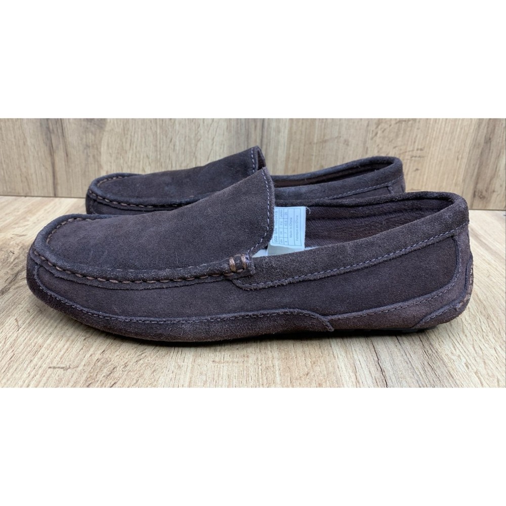 UGG Men’s 8 Alder Suede Slip On Loafers Sheepskin Lining Black Slippers 1003419 - Picture 3 of 16